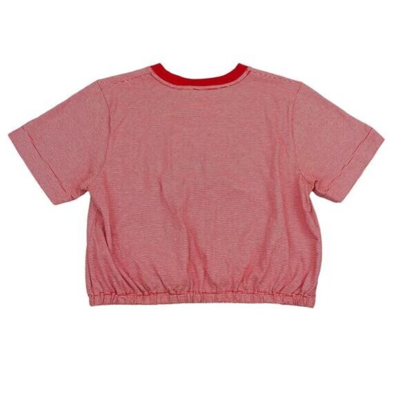 WILFRED Aritzia Piaf Striped Crop T-Shirt Sz Medium Orange - Picture 4 of 4